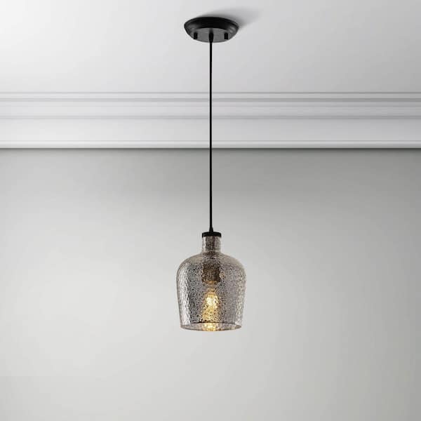 Jojospring Alexia 6.3 in. 1-Light Silver Ripple Glass Antique