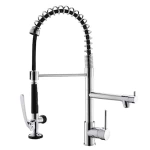 Single Handle Pre-Rinse Spring Pull Down Sprayer Kitchen Faucet with Power Clean in Chrome Color