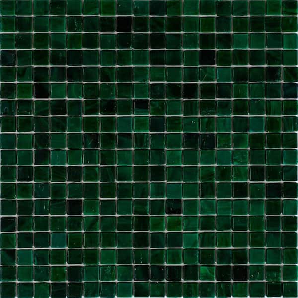 Apollo Tile Skosh Glossy Bottle Green 11.6 in. x 11.6 in. Glass Mosaic Wall and Floor Tile (18.69 sq. ft./case) (20-pack)