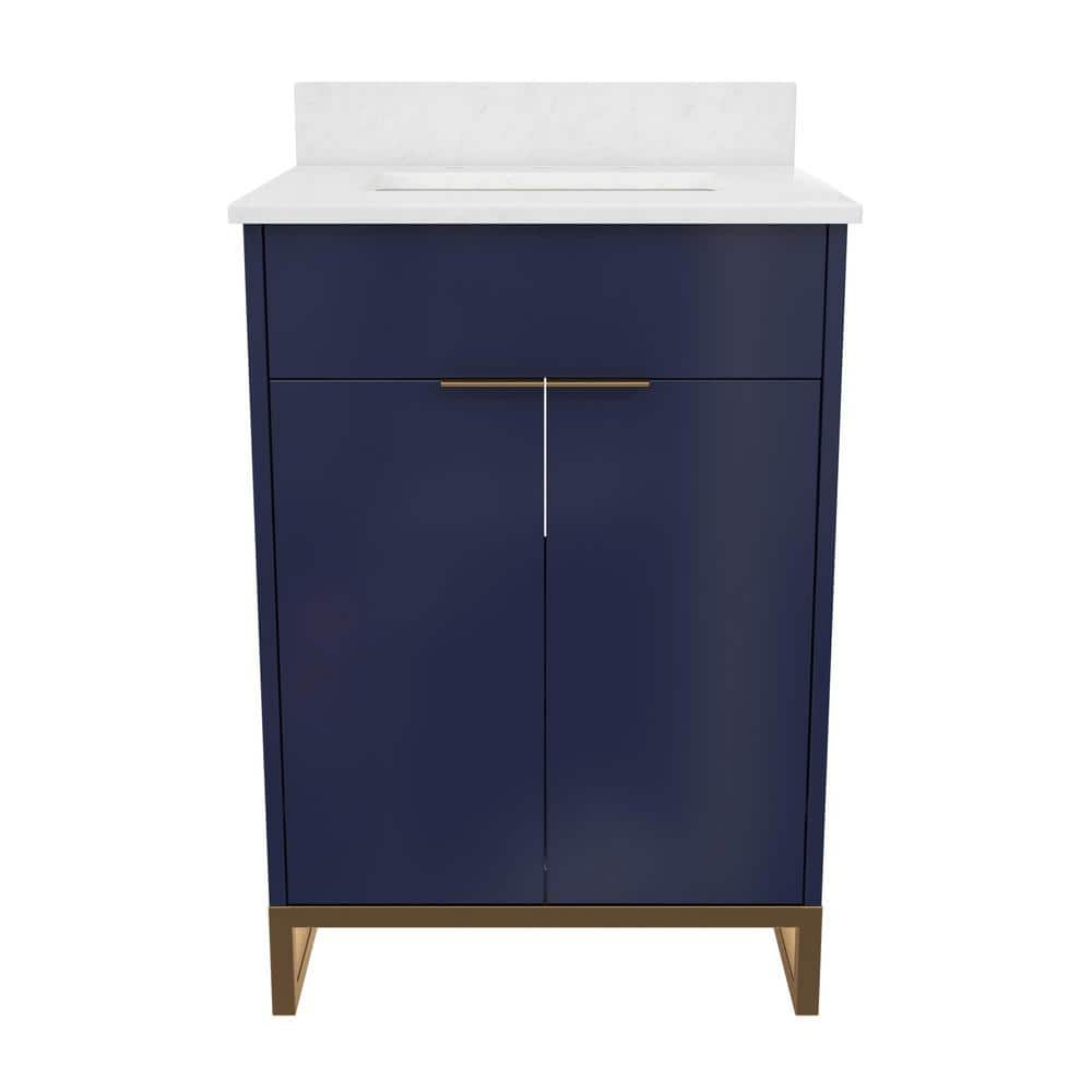 Navy Blue and Gold 24" Freestanding Bathroom Vanity