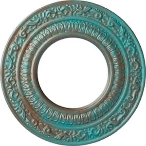 1/2 in. x 8-1/8 in. x 8-1/8 in. Polyurethane Andrea Ceiling Medallion, Copper Green Patina