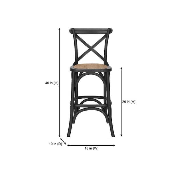 Mavery Black Wood Counter Stool With, Black Wooden Counter Stools With Backs
