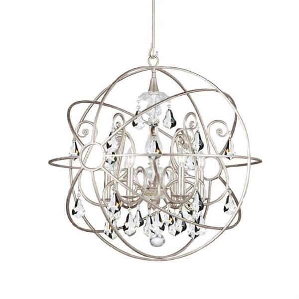 Crystorama Solaris 5-Light Olde Silver Cage Chandelier