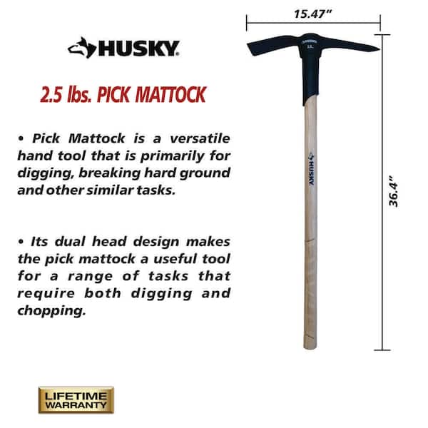 Husky 2.5 lb. Pick Mattock with 36 in. Hardwood Handle 34212 - The