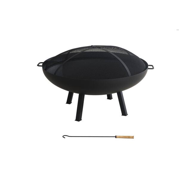Hampton Bay Windgate 40 in. Dia Round Steel Wood Burning Fire Pit with Spark Guard