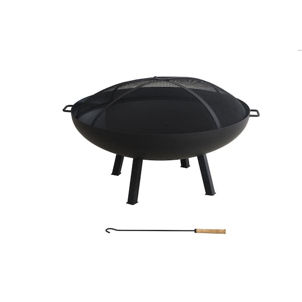 Round Steel Wood Burning Fire Pit, Rolling Fire Pit Home Depot