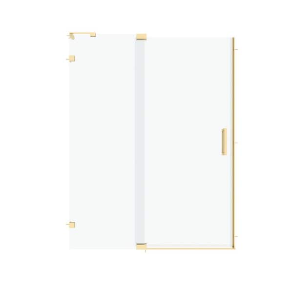 50-54 in. W x 70 in. H Frameless Pivot Shower Door in Brushed Gold with 5/16 in. Clear Glass