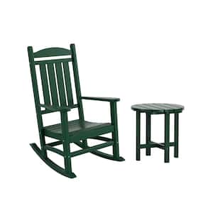 Kenly Dark Green 2-Piece Plastic Outdoor Rocking Chair Set
