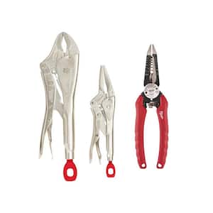 Torque Lock Locking Pliers Set with 7.75 in. Combination Electricians 6-in-1 Wire Stripper Pliers (3-Piece)