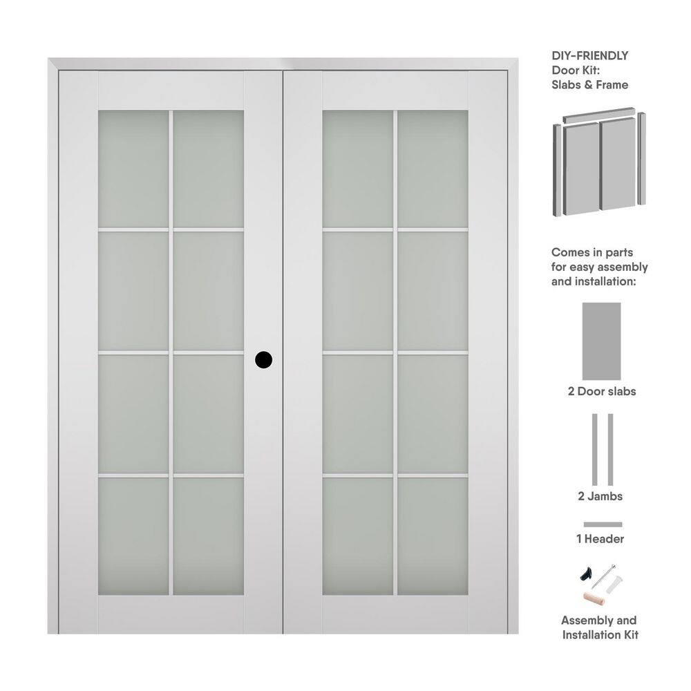 Smart Pro 8 Lite N 72 in. x 96 in. Left 8-Lite Frosted Glass Polar White Wood Composite Double Prehung French Door price history on PriceWatchPro