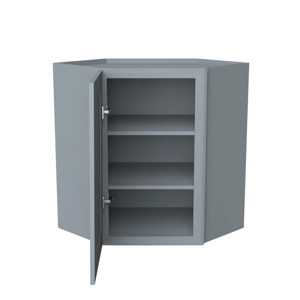 Shaker 24 in. W x 12 in. D x 36 in. H Plywood Ready to Assemble Diagonal Corner Wall Cabinet in Grey price history on PriceWatchPro
