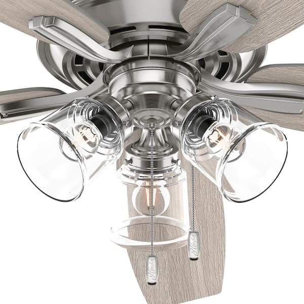 Hunter - Dondra 60 in. Indoor Brushed Nickel Ceiling Fan with Light Kit Included