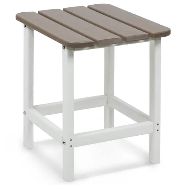 Aoodor 18 in. Brown Outdoor Rectangle Side Table Patio End Table