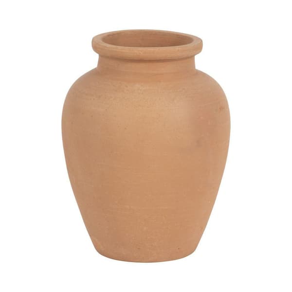 10 in. Natural/Brown Terra Cotta Round Traditional Decorative Vase
