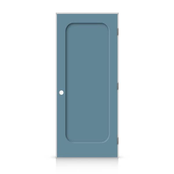CALHOME 32 in. x 96 in. Left-Handed Curved 1 Panel Shaker Dignity Blue Painted Smooth Composite Single Prehung Interior Door