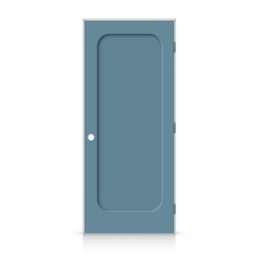 34 in. x 96 in. Left-Handed Curved 1 Panel Shaker Dignity Blue Painted Smooth Composite Single Prehung Interior Door price history on PriceWatchPro