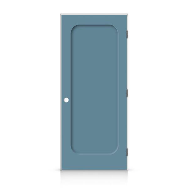 CALHOME 38 in. x 96 in. Left-Handed Curved 1 Panel Shaker Dignity Blue Painted Smooth Composite Single Prehung Interior Door