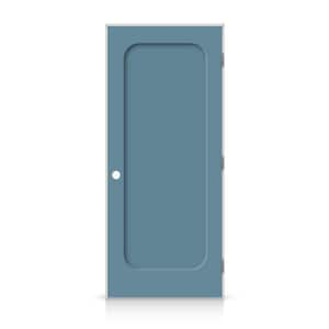 46 in. x 96 in. Left-Handed Curved 1 Panel Shaker Dignity Blue Painted Smooth Composite Single Prehung Interior Door