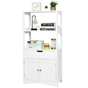 White Storage Cabinet Organizer with Drawer & Shelves