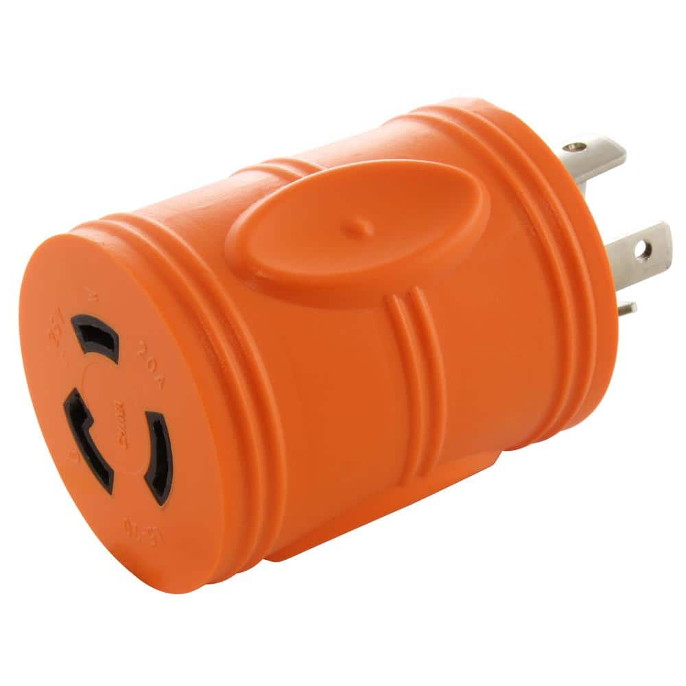 AC WORKS Locking Adapter L14 20P 20 Amp 125 250 Volt 4 Prong Male Plug   Orange Ac Works Plug Adapters Adl1420l520 64 1000 