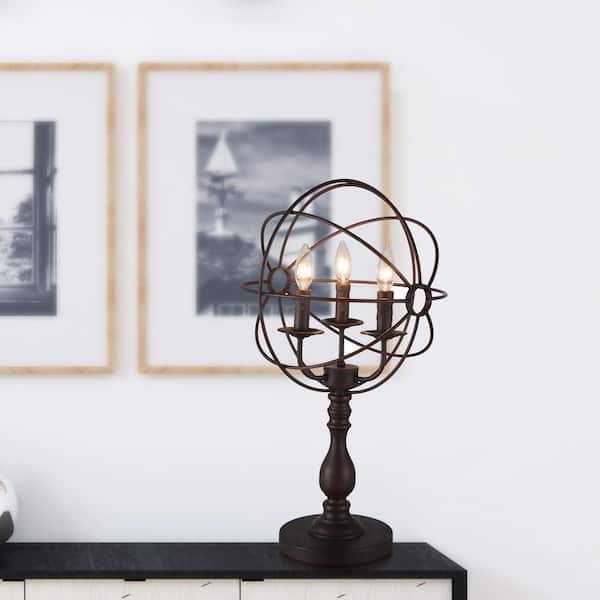 Arza 3 Light Table Lamp With Brown Finish