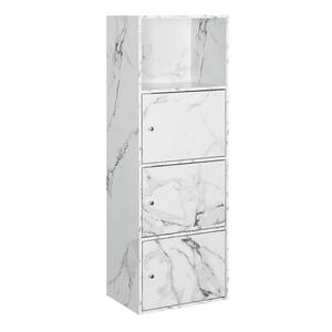 Xtra Storage White Faux Marble 46.75 in. 3-Door Cabinet with Shelf