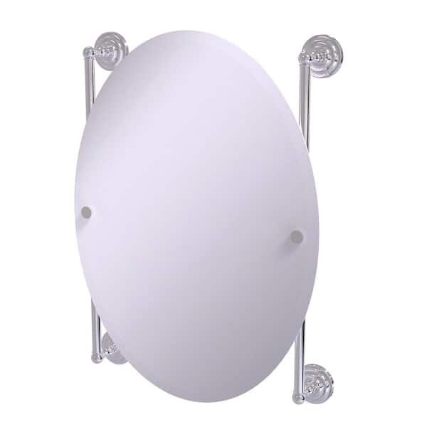 Allied Brass Que New Collection Oval Frameless Rail Mounted Mirror in Polished Chrome