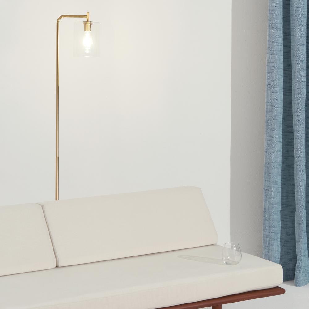 Elizabeth Brass Industrial LED Floor Lamp with Edison Bulb and Smart Compatibility