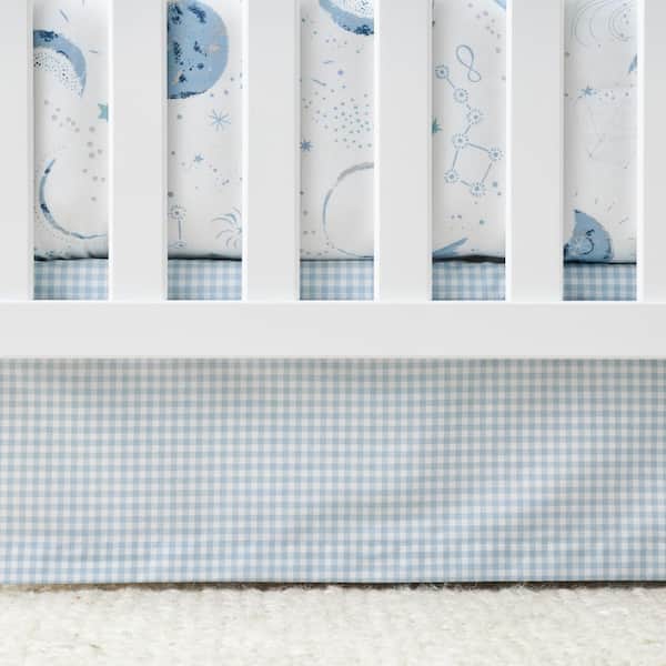 The Company Store Company Kids Ditsy Gingham Blue Organic Cotton Percale Crib Sheet
