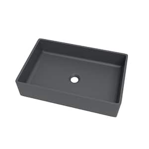 21.5 in . Rectangular Solid Surface Bathroom Stone Vessel Sink in Gray