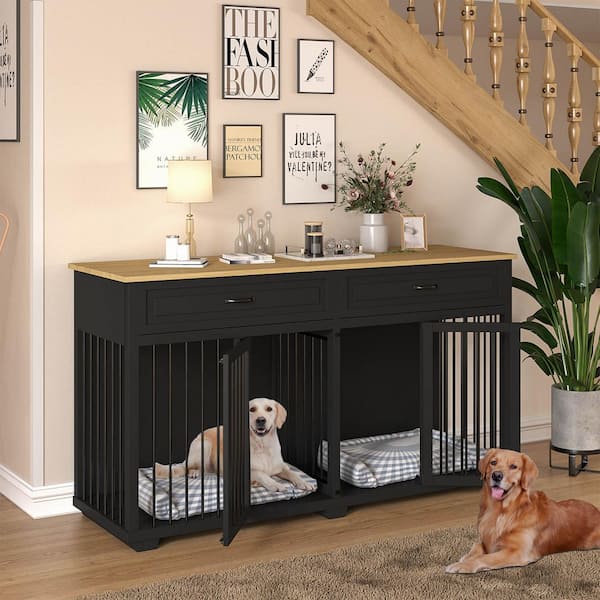 FUFU GAGA XL Dog Crates for Extra Large Dogs Black Large Furniture Style Dog Crate with Removable Irons Indestructible Dog Crate