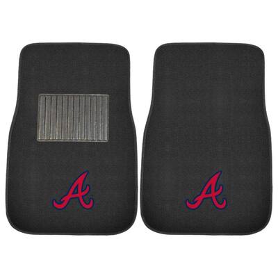 MLB Atlanta Braves 2-Piece 17 in. x 25.5 in. Carpet Embroidered Car Mat