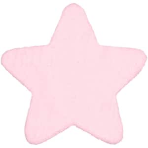 Opal Crest Modern Glam Faux Fur Solid Shag Light Pink 5 ft. 2 in. x 5 ft. 2 in. Star Area Rug
