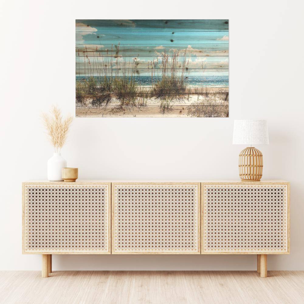 Beach Sand Dunes Coastal Print on Planked Wood Wall Art