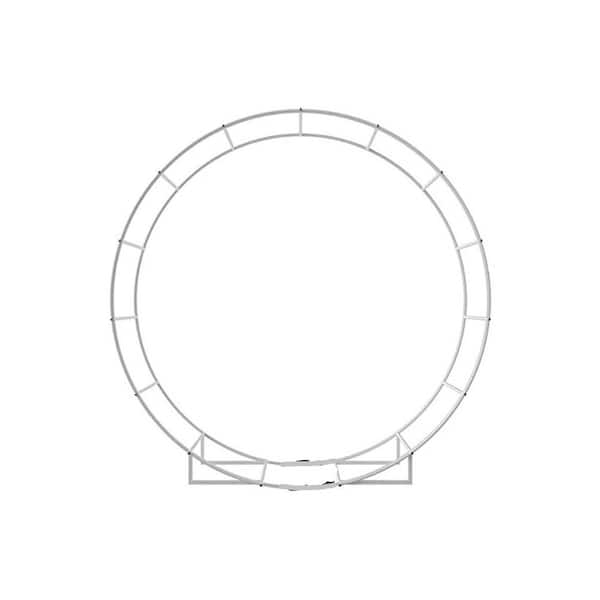 6.5 ft. Round Metal Arch Garden, Easy Assembly w/ Support Legs, Ground Anchors, Screwdriver, Instructions,White Trellis