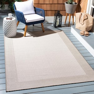 Lakeside Beige/Taupe Doormat 3 ft. x 5 ft. Geometric Border Indoor/Outdoor Area Rug