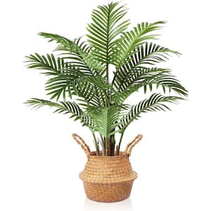37 in. Green Artificial Palm Tree with Handmade Seagrass Basket