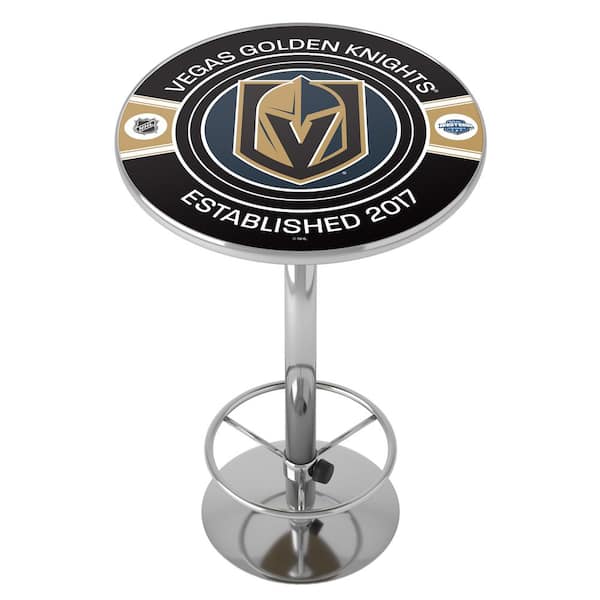 Unbranded Vegas Golden Knights Patch 27 in. Chrome Round Table Top with Adjustable Foot Rest