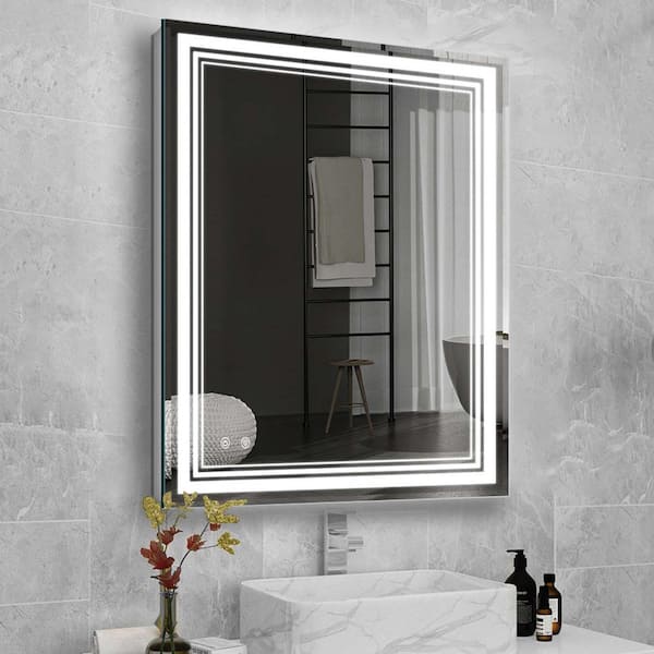 Vanity Art 39.5 in. W x 28.5 in. H Frameless Rectangular LED Light Bathroom  Vanity Mirror in Clear VA52 - The Home Depot