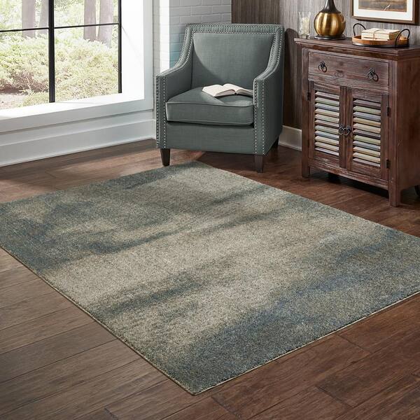Apex Beige/Blue 2 ft. x 8 ft. Distressed Ombre Abstract Polyester Indoor Runner Area Rug
