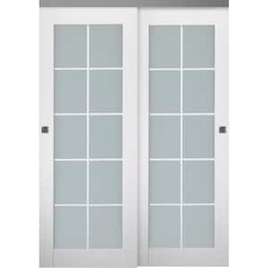 Smart Pro 10-Lite 36 in. x 80 in. Polar White Finished Wood Composite Bypass Sliding Door
