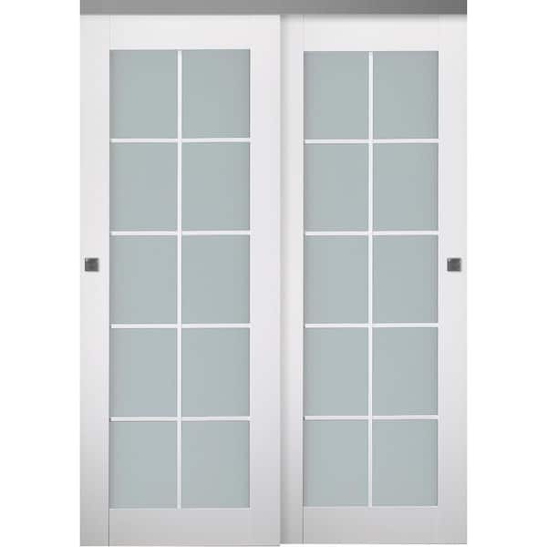 Belldinni Smart Pro 10-Lite 56 in. x 80 in. Polar White Finished Wood Composite Bypass Sliding Door
