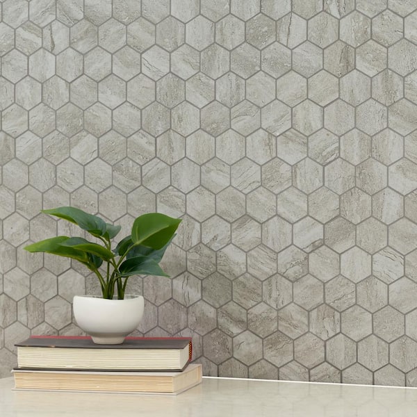 MSI Take Home Tile Sample - Nyon Gray Hexagon 4 in. x 4 in. x 10mm