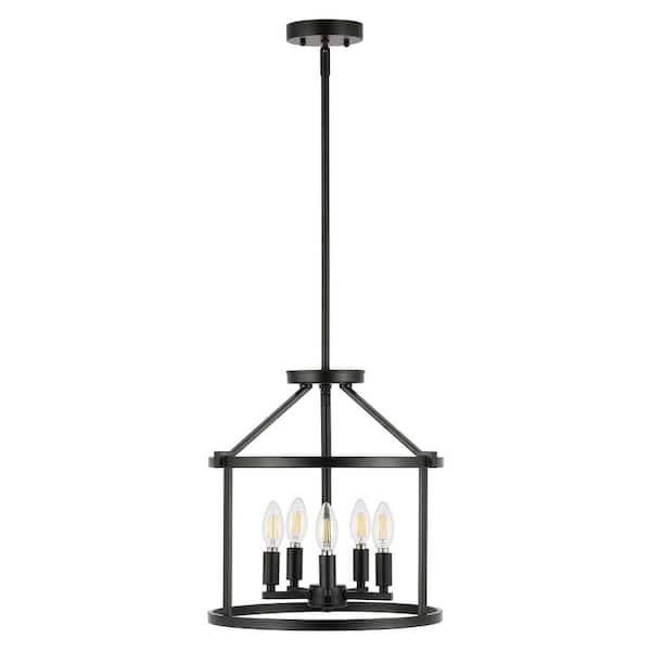黒平産 ライトスモーキークォーツ SAFAVIEH Navassa 4-Watt 5-Light Black Pendant Light with Metal