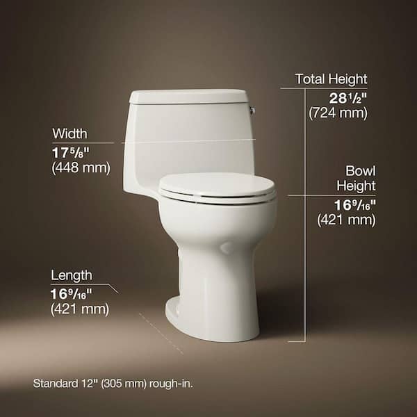 Santa Rosa 12" Rough In 1-Piece 1.28 GFP Single Flush Elongated Toilet w/ Right-Hand Lever in Biscuit w/ Soft Close Seat