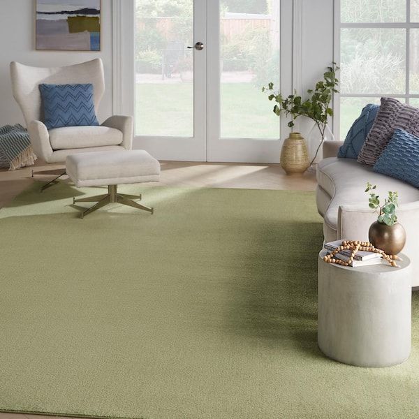 Essentials 9 ft. x 12 ft. Green Solid Contemporary Indoor/Outdoor Patio Area Rug