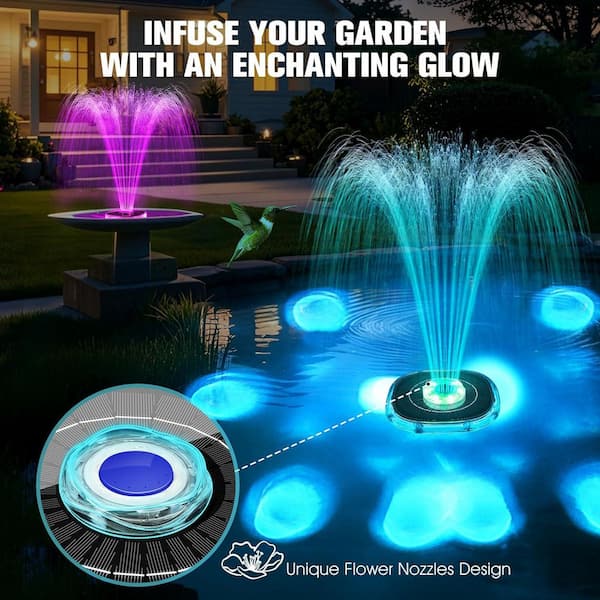 Phewnyzo 2025 Upgrade Solar Bird Bath Fountain Pump with