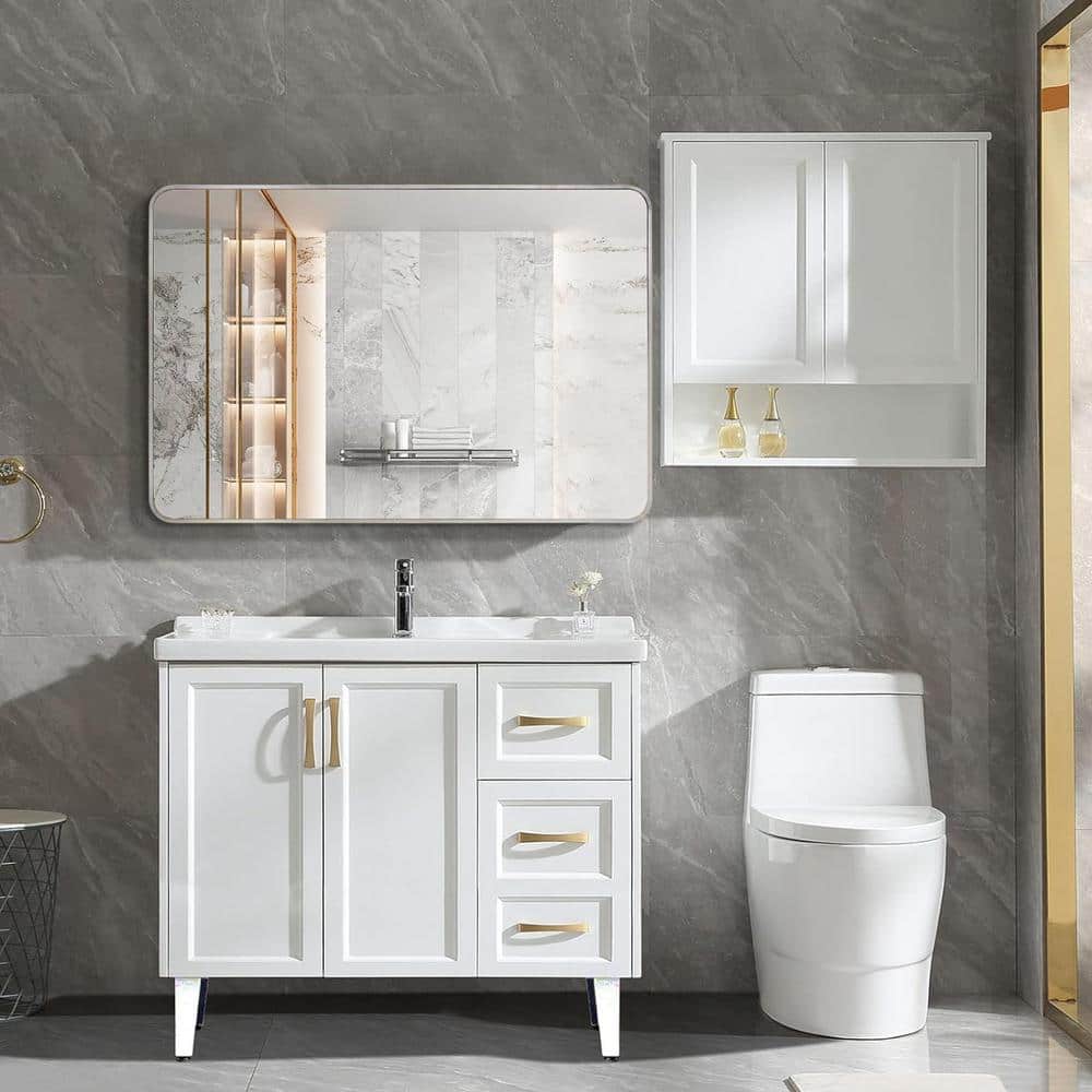 30" x 40" Silver Aluminum Rectangular Wall Mirror
