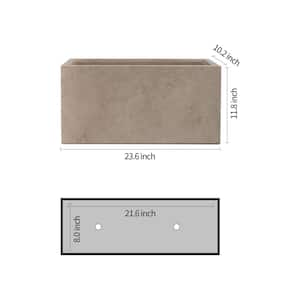 23.8 in. L Rectangular Weathered Finish Lightweight Concrete Long Low Planter with Drainage Hole, Modern Outdoor/Indoor