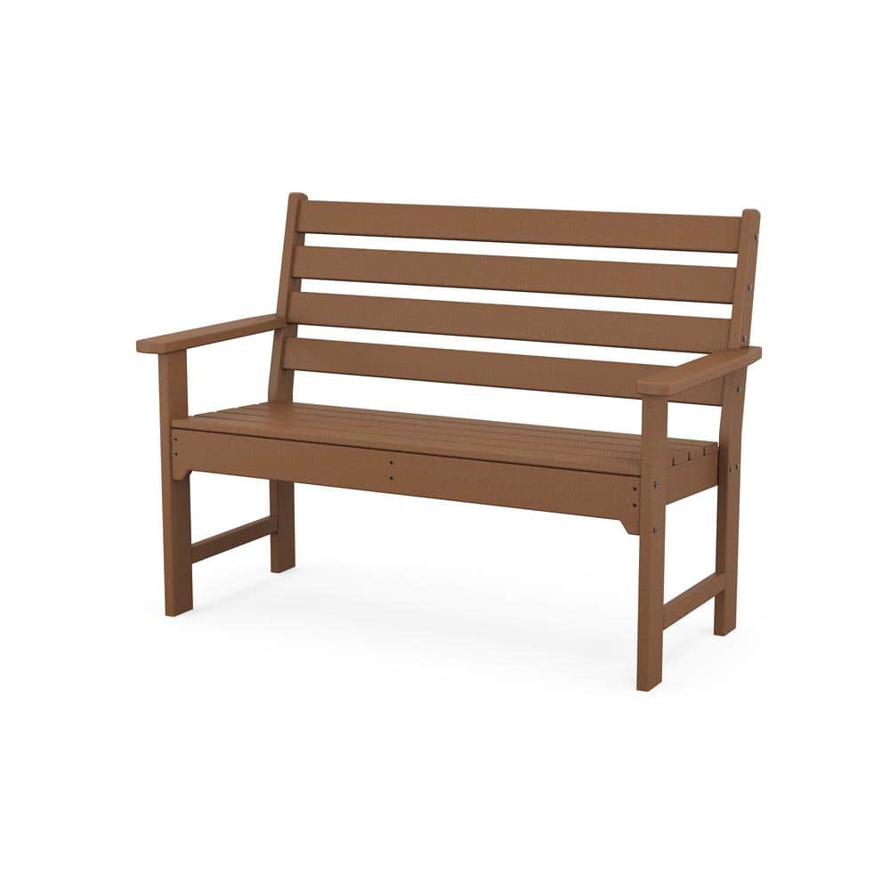 POLYWOOD Grant Park 48 in. 2Person Teak Plastic Outdoor Bench MNB484TE